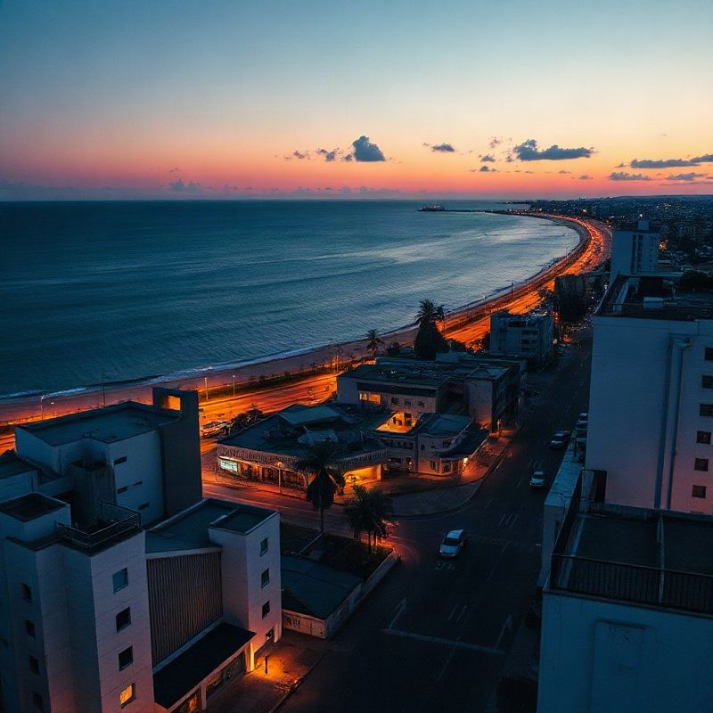 Avenida Beira Mar de Fortaleza vista do alto ao entardecer
